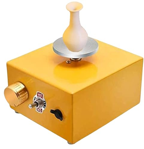torno de alfarero, Torno de cerámica con velocidad ajustable 0 a 2000 rpm, plato giratorio 6,5 cm y 10, herramientas for dar forma a la, for principiantes, niños, adultos profesionales(Yellow)