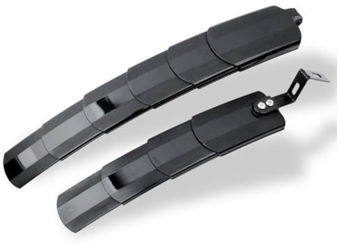 EasyByMall Juego de guardabarros retráctiles para bicicletas de 26 y 27.5 pulgadas, guardabarros delanteros y traseros extensibles, protector de parabrisas de plástico plegable, color negro