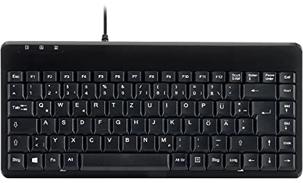Perixx PERIBOARD-409 P Kompakte Mini PS/2 Tastatur Kabelgebunden - 315x147x21mm - 1,80 Meter Kabel - QWERTZ Deutsches Layout