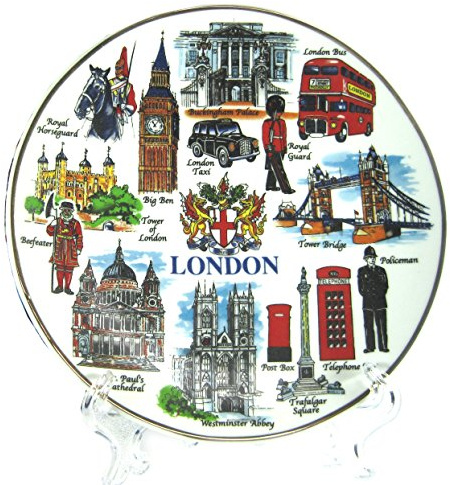 Decorative Plates Fine Porcelain with London Popular Scenes and Icons - London Collectable Souvenir (Small - 10 cm, Multi Colour - Coat of Arm)