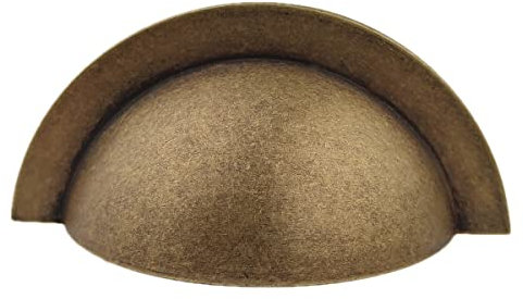 French Furniture Fittings Set of 6 Kitchen Cup Handles in Deep Antique Brass Finish, Half Round semi Circle Shell Pull Handles for Kitchen Drawers cc Size 64mm, by FFF.