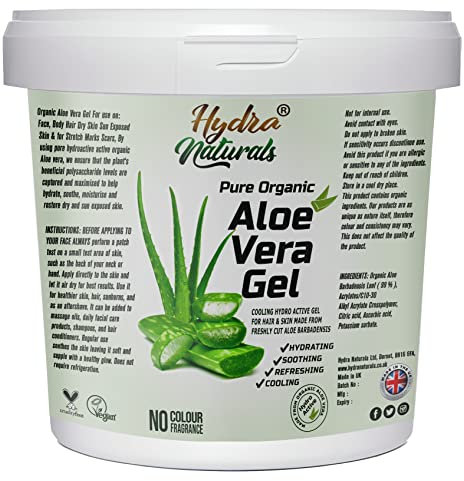 Hydra Naturals Aloe Vera Gel 1000ml Large XXL Size for Hair, Skin, Face, Sunburn, Dry Skin, Scars, Skin Burn, Stretch Marks Multipurpose Made From Freshly Cut Aloe Vera All-Over Head to Toe Gel
