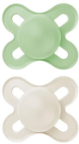 MAM Schnuller für Neugeborene, 0-2 Monate, mit symmetrischem Sauger, flach und flexibel, aus weichem Silikon, leicht anzunehmen, mit selbststerilisierender Box, Original, neutral matt, 2 Stück