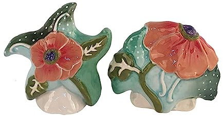 Salt and Pepper Shakers Set, Coastal Starfish and Shell, Blue Sky Clayworks, 6.5-inch Length, Kitchen Accessories