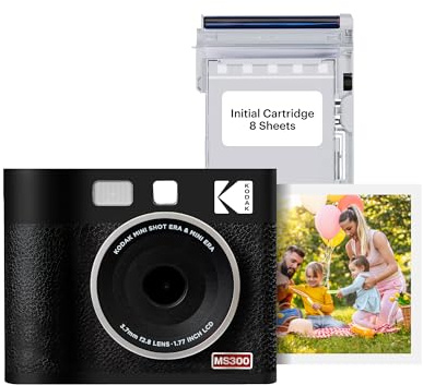 Kodak Cam Mini Shot 3 Era - Appareil Photo Instantané & Imprimante Photo Portable, Noir 3x3 (Appareil Photo + Papier Photo One-Touch)