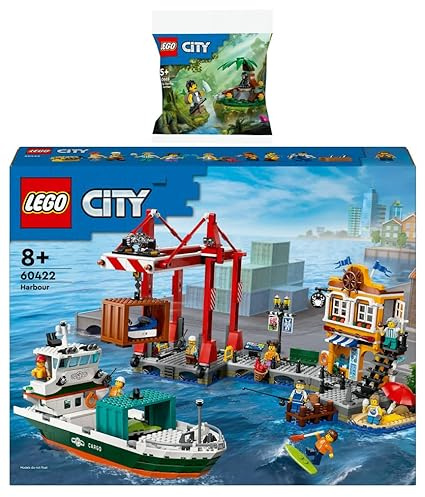 Lego City Set: 60422 port med lastfartyg och 30665 djungelforskare med baby-gorilla