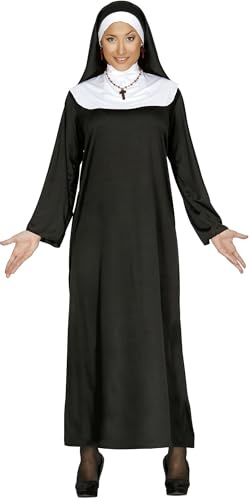 FIESTAS GUIRCA | Disfraz de Monja para Mujer (36-38/S) - Vestido y Cofia - Disfraces Religiosos para Halloween, Carnaval y Fiestas de Disfraces - Ideal para Adultas - Negro y Blanco