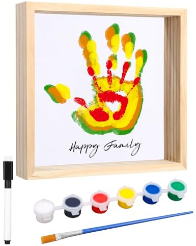Cexovo Cornice per Impronte Mani Famiglia,Cornice Impronta Mani e Piedi Neonati,Family Handprint Kit Cornice Impronte Mani,con Spazio per 4 Impronte,6 colori,Perfetto Regalo Neonato Maschio e Femmina