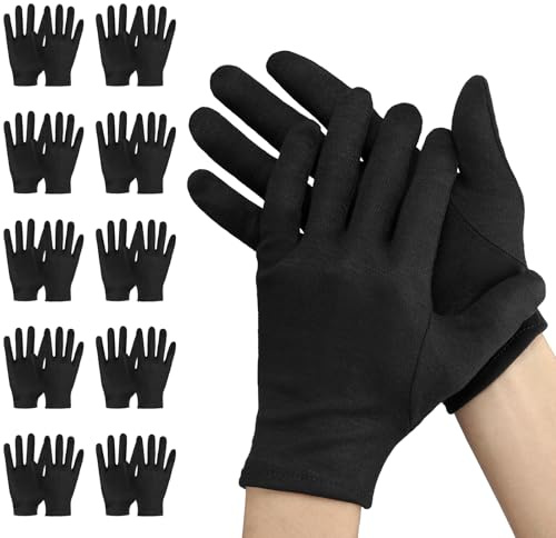Einfa Guanti in Cotone Nero - 10 Paia (20 Pezzi) Cotton Gloves per la Cura Mani Asciutte - Piccolo S 20CM Guanti di Stoffa in Cotone da Lavoro - Work Gloves Neri per Artigianato Fai-da-te