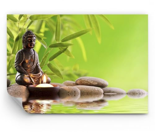 ARTTOR Papel pintado de vinilo tejido no tejido Premium Canvas - Budismo Feng Shui Spa bambú - 100x70 cm - Fotomurales Decorativos Papel tapiz fotográfico Dormitorio Para la sala - WF3AA100x70-2392