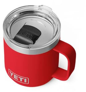 YETI Rambler Stackable Cup with Durasip Ceramic Lining, Vacuum Insulated Stainless Steel Cup with Magslider Lid, Rescue Red, 10 oz (295 ml)