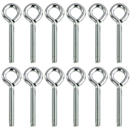 12 Tornillos de Ojo M5 en Acero Inoxidable 304, Pernos de Argolla con Rosca Precisa para Fijación y Suspensión Segura, Cáncamos Resistentes para Uso Industrial y Doméstico