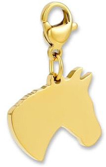 Charms-hänge med karbinlås | Halsbandshänge i 316L rostfritt stål | Berlock för berlockarmband i 18K guld | Vattentålig & hypoallergen