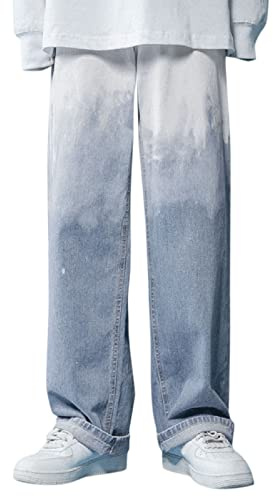 Generiska jeans för män normal passform: denimbyxor raka ben jeans Y2K jeans lätta tygbyxor andas stretchjeans nötningsbeständiga fritidsbyxor klassiska bekväma utomhusbyxor för unisex, blå, XL