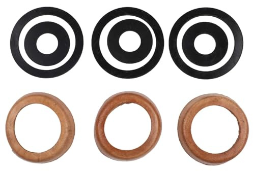 Gettimore Manguito y sello de cuero para kit de repuesto de anillo, modelo 75, bombas de mano de jardín y bombas de pozo, 3 puños de cuero y 6 anillos de sellado en 2 tamaños, marrón y negro
