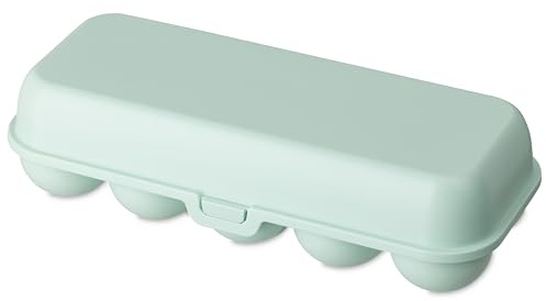 Koziol EGGS TO GO - Caja de huevos para 6 y 10 huevos, caja de almacenamiento con cierre de clip, contenedor de huevos para refrigerador, caja de huevos de plástico, caja de almacenamiento para huevos