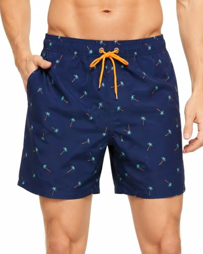 HLVEXH Badbyxor för män Snabbtork Strand Boardshorts Shorts med dragsko med resår i midjan och fickor Lättviktig handflatan XL