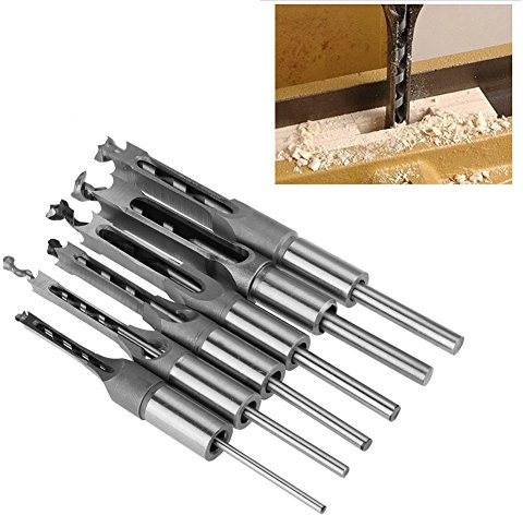 Punte per trapano a foro quadrato per legno, set da 6 pezzi di punte scalpello per mortasa e seghe a tazza – accessori per trapano universali per falegnameria e lavorazione del legno