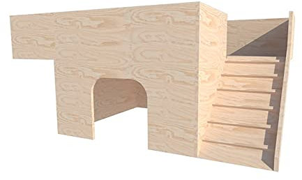 Generiq Kaninchenhaus mit zwei seitlichen Rampen, Versteck mit Rampen, Heimtrainer (blau)