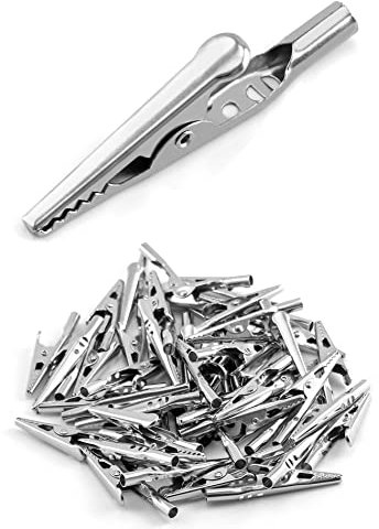 QWORK® 50 Pezzi Morsetti Coccodrillo in Metallo, Clip Coccodrillo Elettronica per Test Elettrici Lavoro, Lunghezza 50 mm
