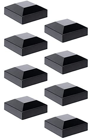 Aluminium Fence Post Caps for True 2 x 2 Fence Posts, Aluminum, Metal,Wood,Mailbox Posts, Pyramid Post Cap Cover Pressure Fit- Black (8Pack)