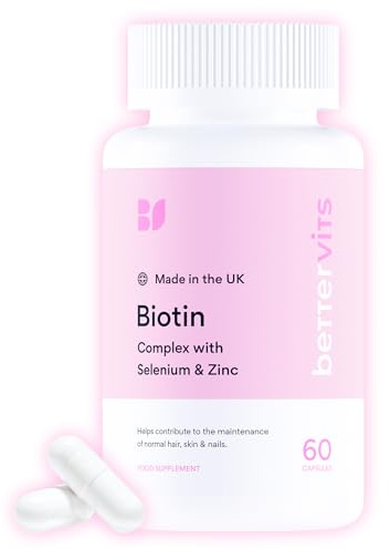 Bettervits Biotin Growth Complex with Selenium & Zinc | Biotin Hair Growth Vitamins - 12,000 mcg | Hair Vitamins for Women and Men - Supports Skin and Nails - 60 Tablets