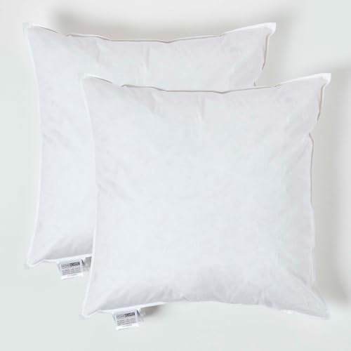HOMESCAPES Lot de 2 Oreillers en Plumes de Canard et Coton, 60 x 60 cm, Oreillers Naturels Moelleux Hypoallergénique Anti-acariens