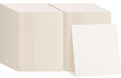 TaoBary 200 Pcs Disposable Paper Bar Coasters Bulk, 4 Inch Cardboard Coasters Square Blank for Drinks DIY Crafts Wedding (White)