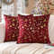 Ohok Weihnachten Gold Heißpräge Samt Kissenbezug, 2er Set Dekorativ Kissenhülle Deko Sofakissen Couchkissen Zierkissenbezüge für Sofa Wohnzimmer Schlafzimmer (Burgund Hirsch, 50x50cm)