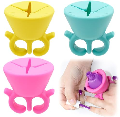 LPEPLL Porte bouteille de vernis à ongles, lot de 3 supports en silicone pour vernis à ongles, outil de collecte de déchets vinyle avec ventouse