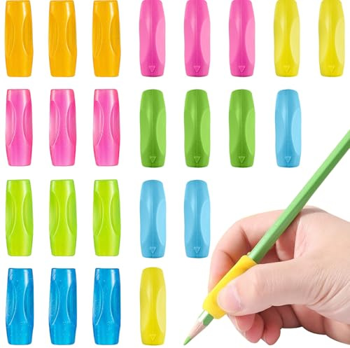 MonoFresh 24 Piezas Agarres para Lápices, Adaptador Lapiz para Niños, Soporte Corrector de Escritura Niños, Herramientas de Ayuda para Escribir, Pinza para lápiz de Ergonómicas