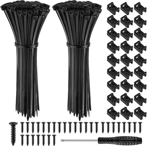 Hengxinchen 150 Stück Kabelbinder Schwarz Set,100 * 25mm Kabelbinder Wiederverschließbar,Kabel Organizer Kabelschellen Nylon Sattelhalterung Halterungs mit Kabelbinden Schrauben für Kabelbefestigung