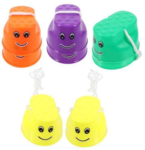 Milisten 4 Paar Stelzen Spazier Kunststoffstelzen Topfstelzen Zum Spazierengehen Becher Sport Eimerstelzen Sprungstelzen rutschfeste Stelzen Stelzen