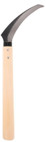 Gogogmee Falcetto da Giardino Serrato Medio con Manico in Legno Strumento Manuale Leggero per Diserbo Taglio Erbacce e Prato Portatile per Paesaggistica e Rimozione Zolle