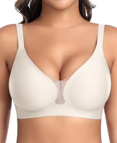 Ganado Wireless Seamless Bras for Women Padded Support Bra | Jelly, Non Wired, Front Mesh, Gel, Push Up, Wirefree, Full Coverage for sagging breasts, Tshirt Bra, Comfort Everyday Bras