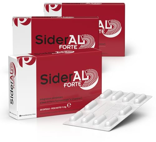 SiderAL Forte Iron Supplement Clinically Proven to Increase Levels Without Side Effects | Sucrosomial High Absorption Gentle Iron Pills for Women and Men | Vitamin C | Anemia & Energy Support | 30 ct