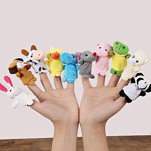 LATRAT Lot de 10 marionnettes de doigts d'animaux en peluche pour petits jouets en forme de cadeau de Noël pour enfants, marionnettes à doigts
