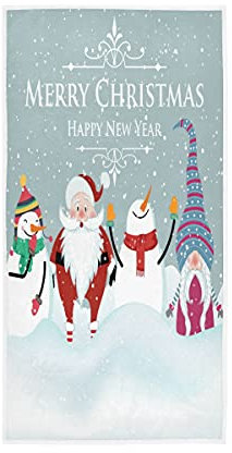 Weihnachts-Handtuch mit Weihnachtsmann-Reh-Zwergen-Motiv, für das Badezimmer, 76,2 x 38,1 cm