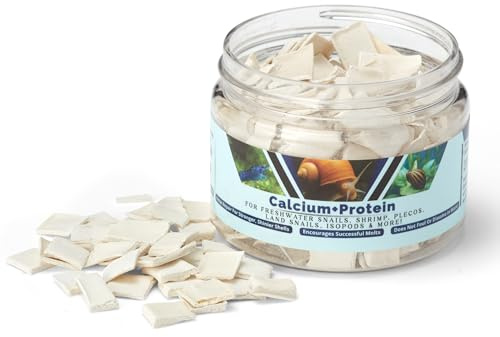 KatsAquatics Calcium + Protein, for Strong Shells, Healthy Molts, 100% Natural, Does Not Dissolve in Water, Fast Sinking for Aquatic Shrimp, Snails, Plecos and More! Biologist Made in USA