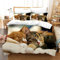 HSGLGNA Katze Bettwäsche Set 135 x 200 cm, 3D Katzenmotiv Mikrofaser Bettwäsche-Sets 3teilig mit Reißverschluss, 100% Baumwolle, mit Bettbezug und Kissenbezug (Katze-6, 135 x 200 cm)