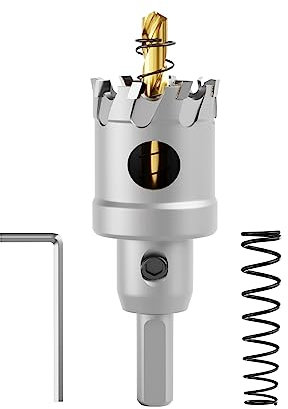 CSOOM Sierra perforadora de metal duro de alto rendimiento, Herramientas cortador de agujeros TCT. Acero inoxidable y malla metálica son la elección ideal (34 mm)