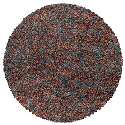 Carpetsale24 Runder Hochflor Teppich Ø 160 cm Terrakotta – Meliertes Design, Weich & Pflegeleicht, Shaggy Teppich mit Jute-Rücken – Perfekt für Wohnzimmer