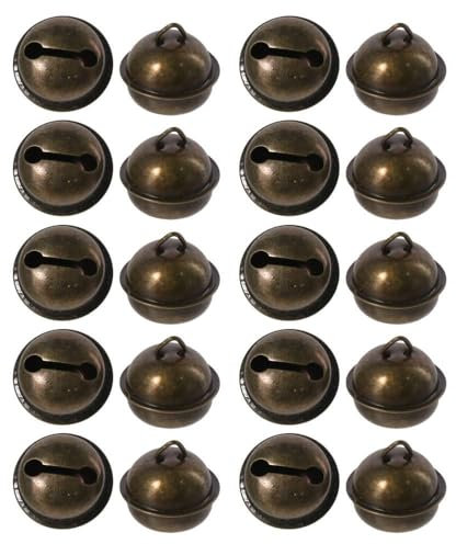 YYlingx 20 Pcs Vintage Jingle Bells - 22mm Antique Copper-Toned Bells for Pet Collars, Christmas Tree Ornaments, Party, School Theme activity, and Crafts
