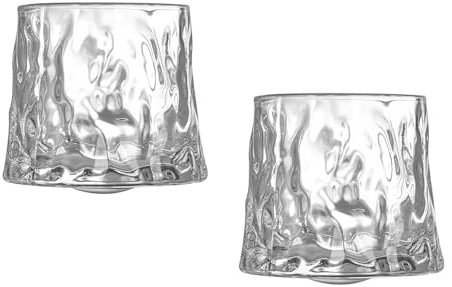 Xfeyaqlo Juego de 2 Vasos de Whisky, Vaso Whisky La Superficie de La Mesa Puede Girar 360 Grados, Relax y Descomprimir para Hombres, 160ml (Superficie Curvo)