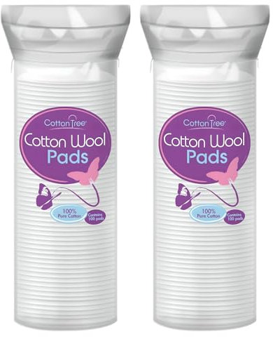 Cotton Tree Cotton Wool Pads – 2 Packs of 80 Soft & Gentle Cotton Pads – Ideal for Makeup Removal & Skincare, Size Small