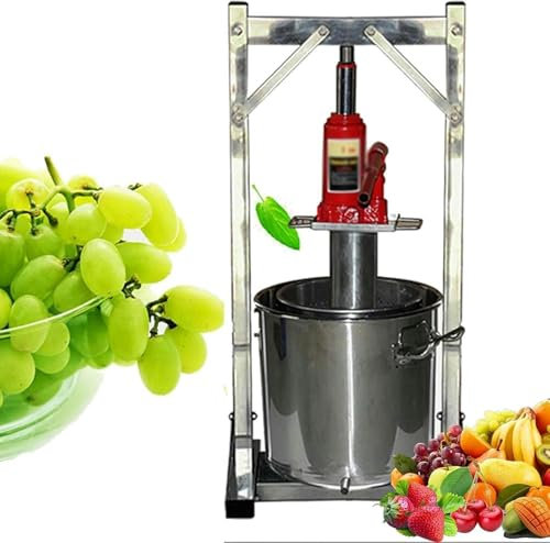 HOTAPEPU Pressa UVA, Lucidatura Idraulica Ispessita da 12 Litri, Rimovibile E Facile da Pulire, Spremere Manuali con Barili in Acciaio Inossidabile Doppio per Elaborazione del Vino di Frutta ~/