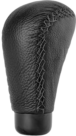 +PWR Car Parts Pomo de Cambio de Marchas Universal Modelo Class Simil Piel Negra con Costura Negra. Sin Gatillo. Diseño Elegante y Deportivo.