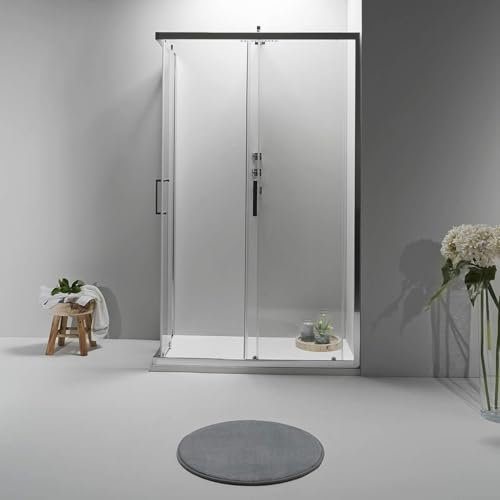 Box Doccia Angolare 100x100 cm - Cabina Doccia con Porta Scorrevole Vetro Temperato 6mm,Trasparente e Anticalcare con Profilo in Alluminio Cromato e Chiusura Magnetica - Facile da Installare e Pulire