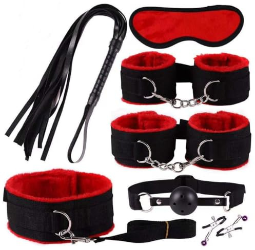 Multifunktionell Justerbar Inomhus Fitness Nylon UppsäTtning Med 7-Delars Plush Foder, Inklusive Nylon Armband, Par GåVa - D5 (RöD)