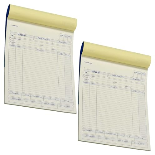 ANDINUS Lot de 2 carnets de commandes autocopiantes | 50 feuilles en double | A4 (21 x 28,5 cm) | Copie sans charbon | Format professionnel (80072-Commande)